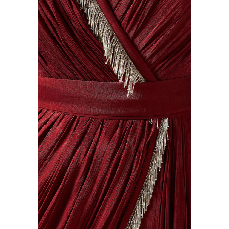 NASS - Tassel-trimmed Draped Maxi Dress Red