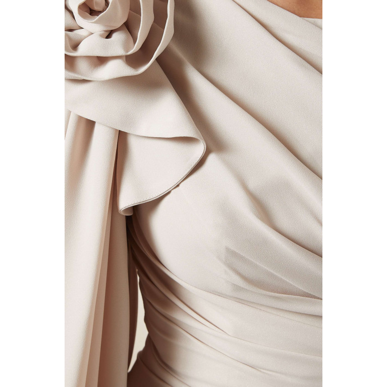 NASS - 3D Floral-embellished Maxi Dress Neutral