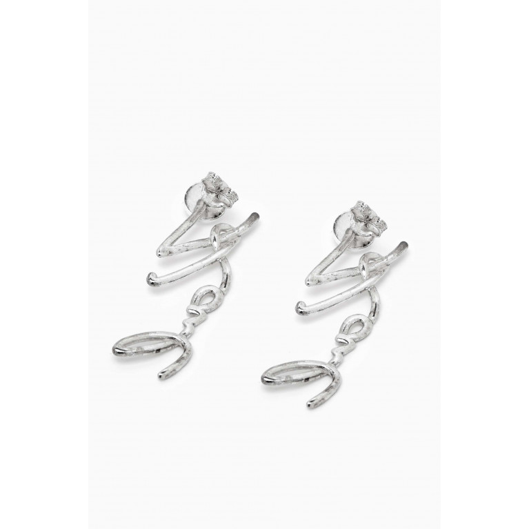 Karl Lagerfeld - Karl Signature Drop Earrings in Sterling Silver