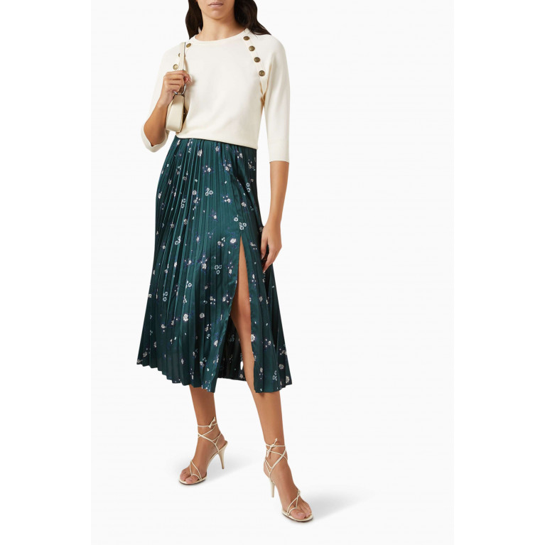 Marella - Elda Pleated Midi Skirt in Satin