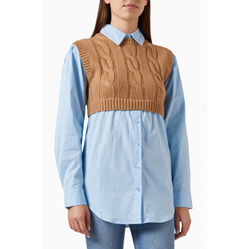 Staud - Cooper Vest Combo Shirt in Knit & Poplin
