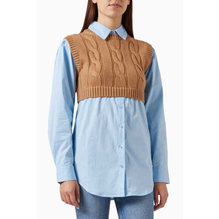 Staud - Cooper Vest Combo Shirt in Knit & Poplin