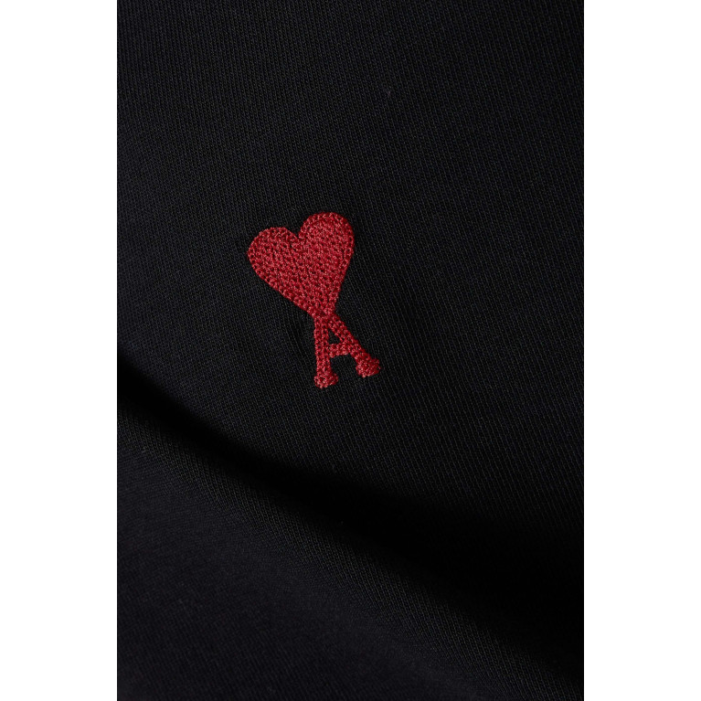 Ami - Logo T-shirt in Cotton Jersey Black