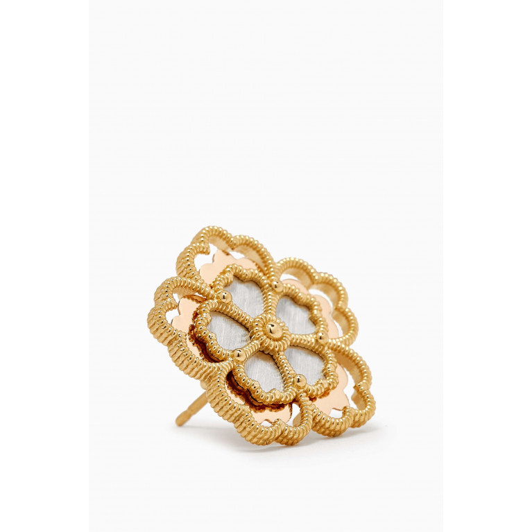 Damas - Farfasha Giardino Oro Medium Motif Stud Earrings in 18k Yellow & White Gold