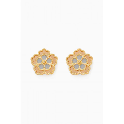 Damas - Farfasha Giardino Oro Small Motif Stud Earrings in 18k Yellow & White Gold