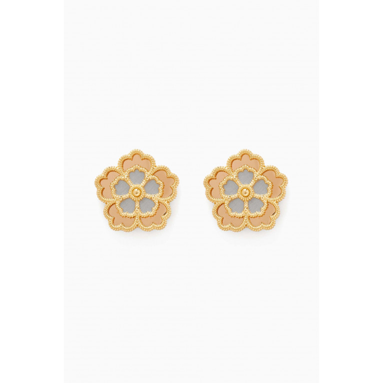 Damas - Farfasha Giardino Oro Small Motif Stud Earrings in 18k Yellow & White Gold