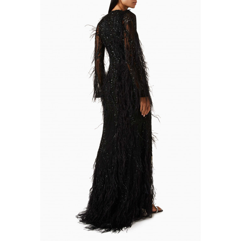 Rachel Gilbert - Aster Feather-embellished Gown