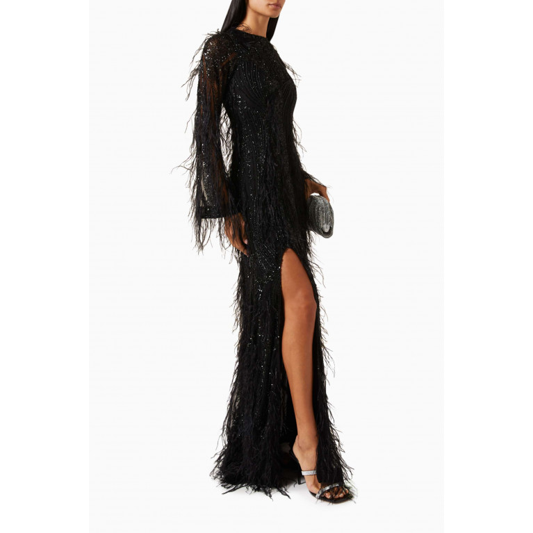 Rachel Gilbert - Aster Feather-embellished Gown