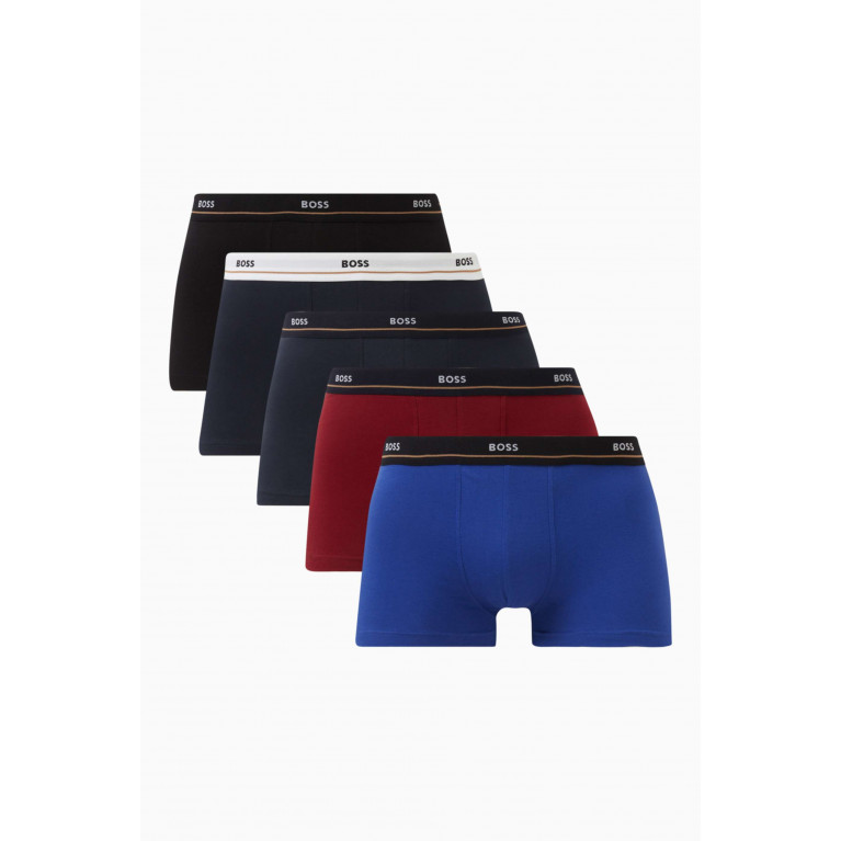 Boss - Essential Logo Trunks in Cotton Stretch, Set of 5