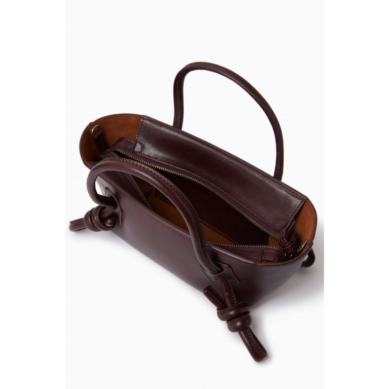 Hereu - Mini Fleca Baguette Shoulder Bag in Calf-leather Burgundy