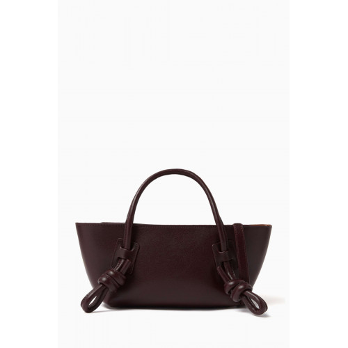 Hereu - Mini Fleca Baguette Shoulder Bag in Calf-leather Burgundy