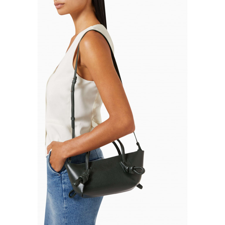 Hereu - Mini Fleca Baguette Shoulder Bag in Calf-leather Green