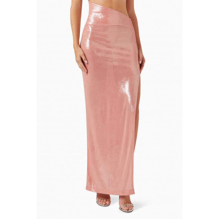 Lama Jouni - Slanted Waist Maxi Skirt Pink