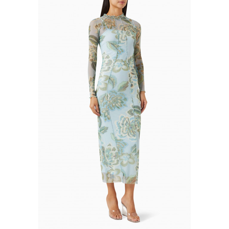 Significant Other - Jean Printed Midi Dress in Mesh