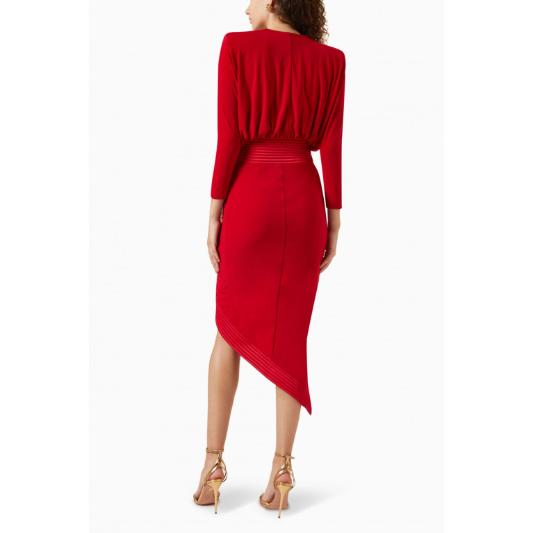 Zhivago - I'm Her Man Midi Wrap Dress in Jersey Fabric Red