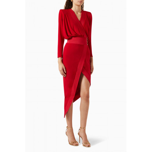 Zhivago - I'm Her Man Midi Wrap Dress in Jersey Fabric Red