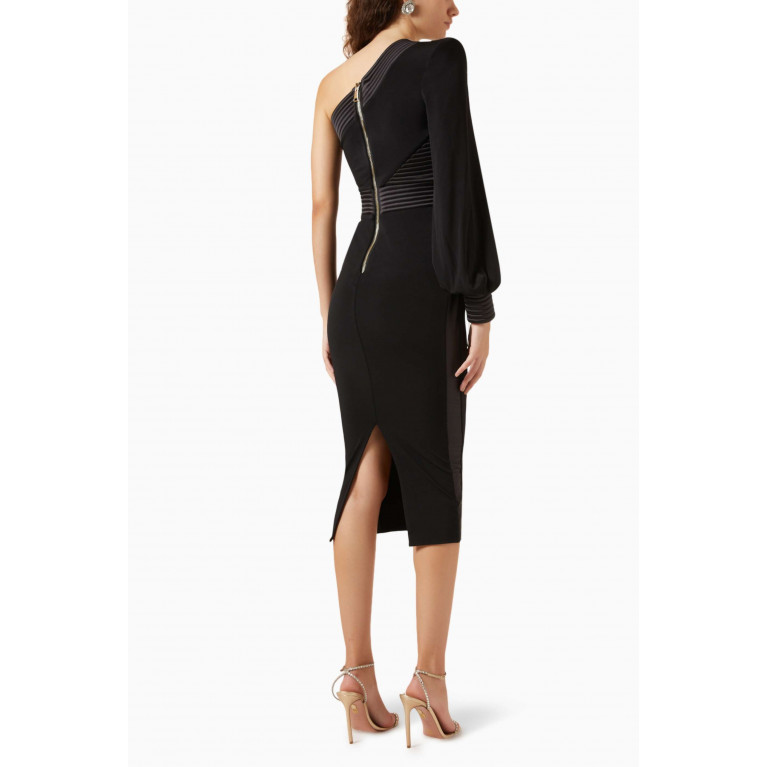 Zhivago - Me And You One-shoulder Midi Dress in Jersey Fabric Black