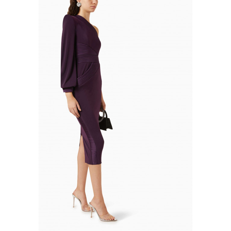 Zhivago - Me And You One-shoulder Midi Dress in Jersey Fabric Purple