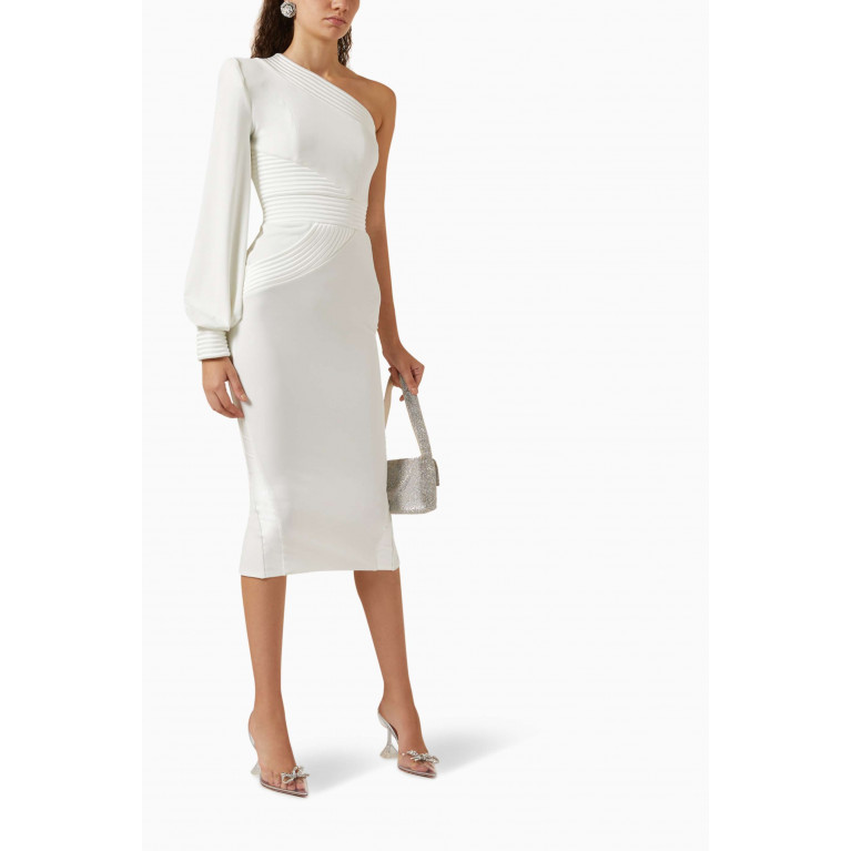 Zhivago - Me And You One-shoulder Midi Dress in Jersey Fabric White