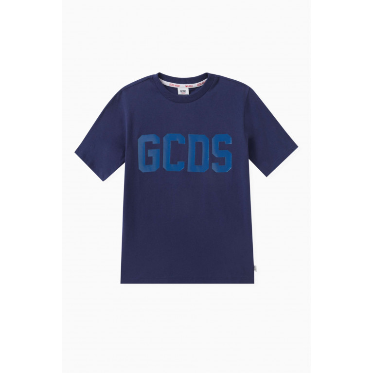 GCDS - Logo-print T-shirt in Cotton Blue