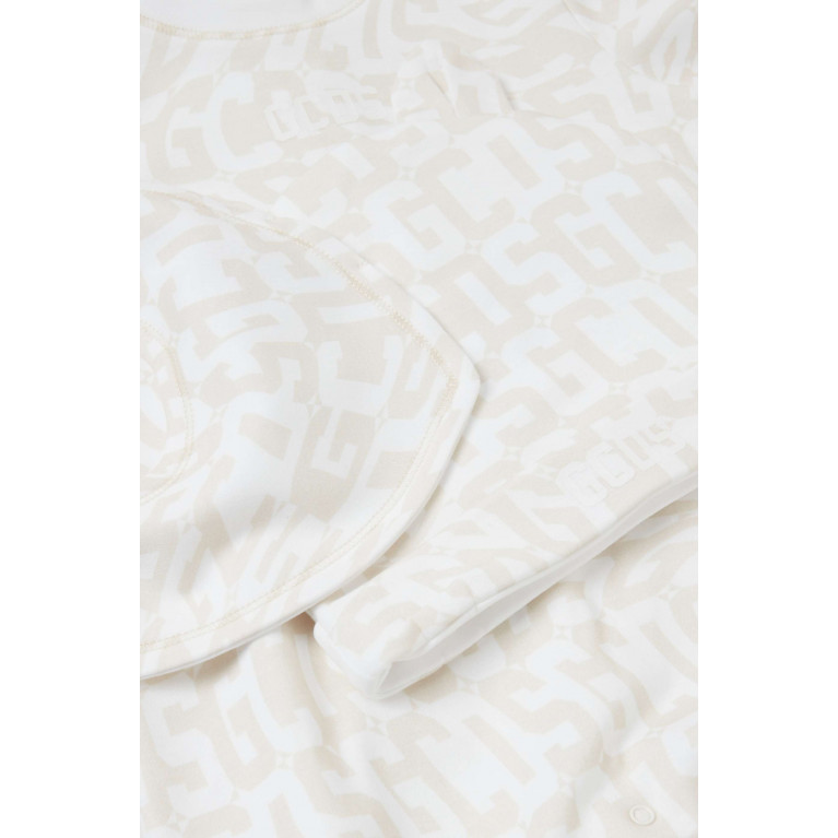 GCDS - Monogram Sleepsuit, Bib & Hat Set in Cotton