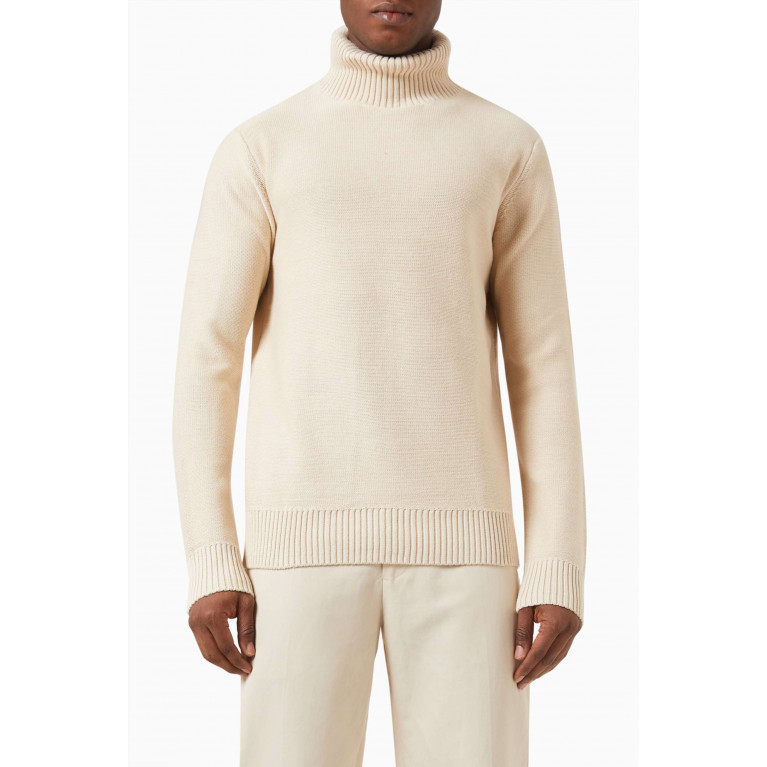 Selected Homme - Axel Turtleneck Sweater in Organic-cotton Knit Neutral