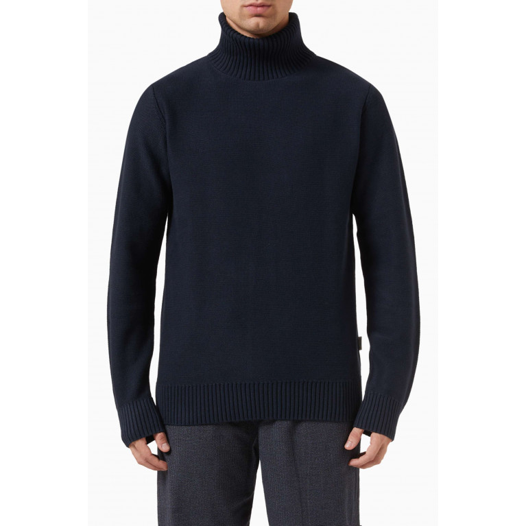 Selected Homme - Axel Turtleneck Sweater in Organic-cotton Knit Blue
