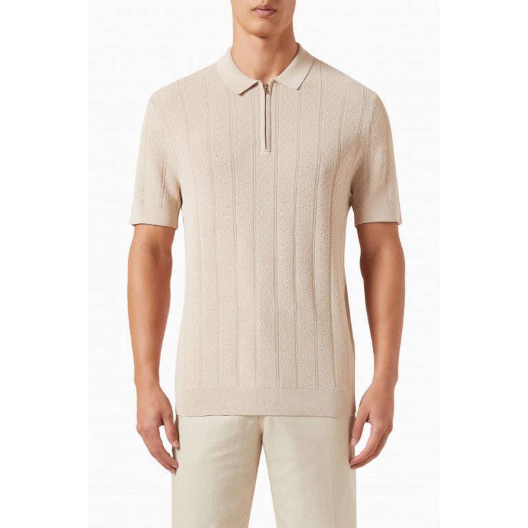Selected Homme - Polo Shirt in Knit Viscose Neutral