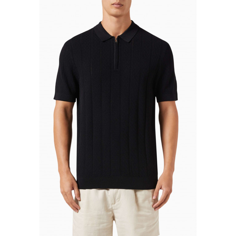 Selected Homme - Polo Shirt in Knit Viscose Black