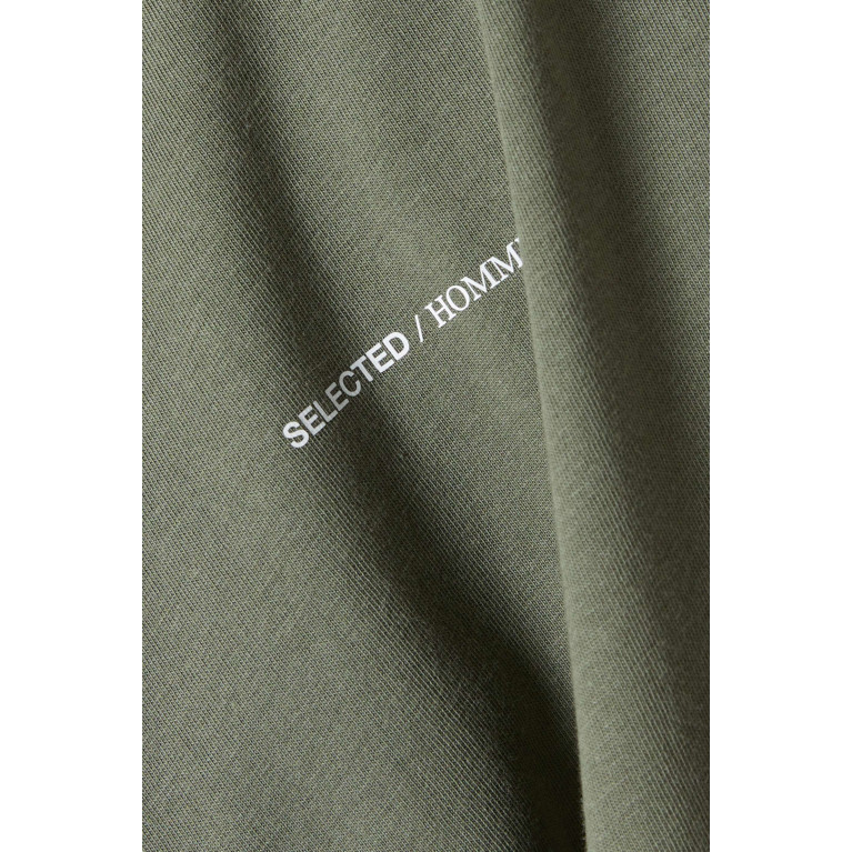 Selected Homme - Logo T-shirt in Cotton Jersey Green