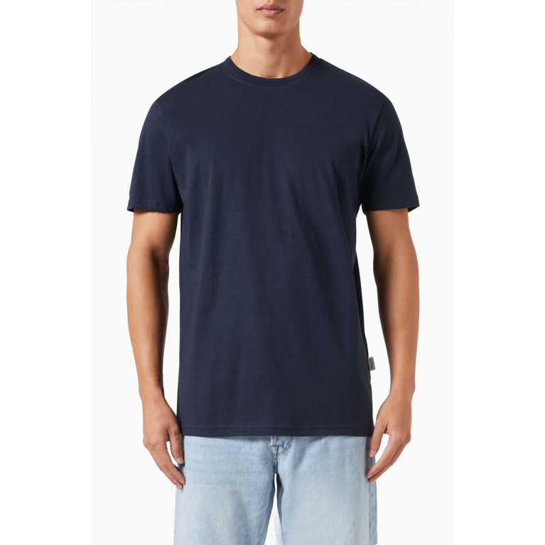 Selected Homme - Logo T-shirt in Cotton Jersey Blue