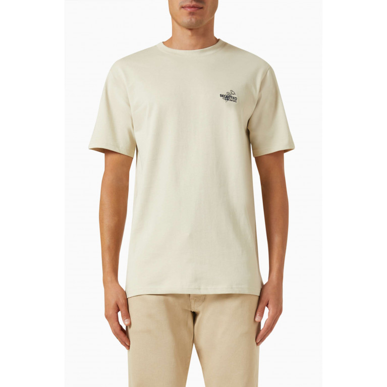 Selected Homme - Graphic Logo T-shirt in Cotton Neutral