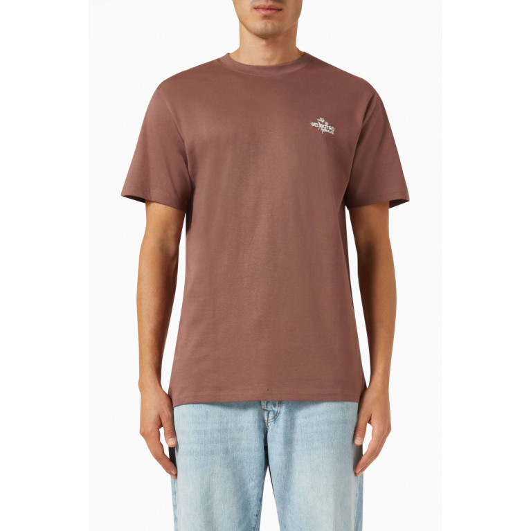 Selected Homme - Graphic Logo T-shirt in Cotton Brown