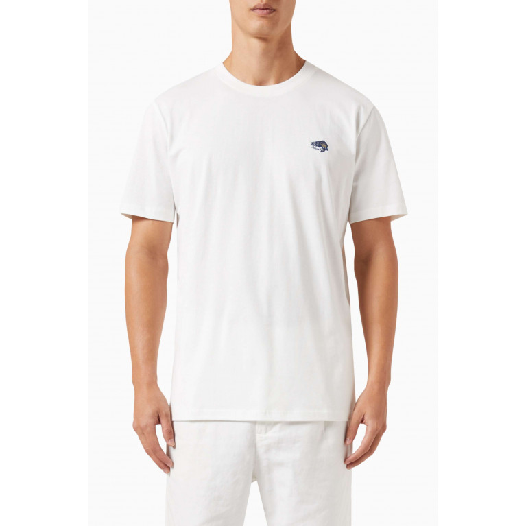 Selected Homme - Embroidered T-shirt in Cotton Jersey White