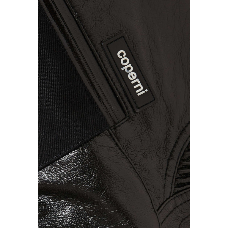 Coperni - Cut-Out Cropped Biker Jacket in Faux-leather
