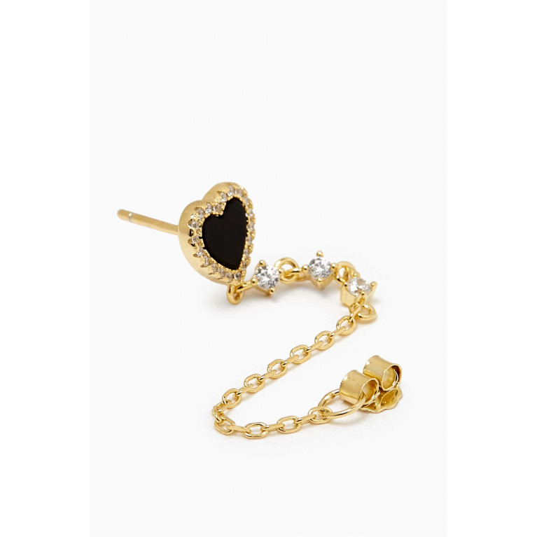 By Adina Eden - Tiny Pavé Colored Gemstone Drop Chain Stud Earrings in 14kt Gold-plated Silver