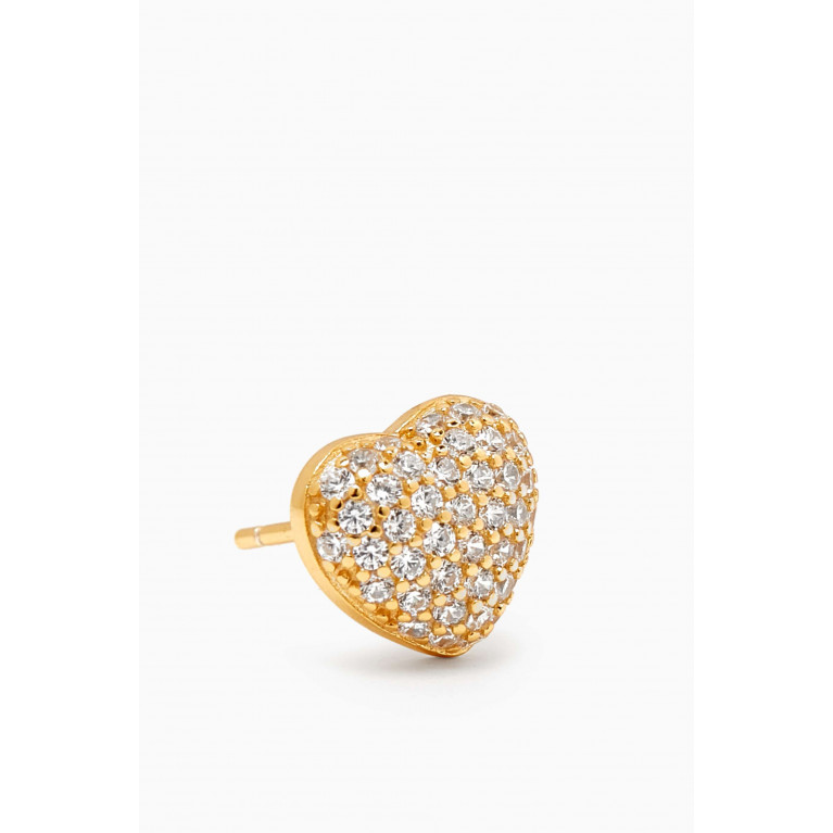 By Adina Eden - Mini Pavé Puffy Heart Stud Earrings in Gold-plated Sterling Silver Yellow
