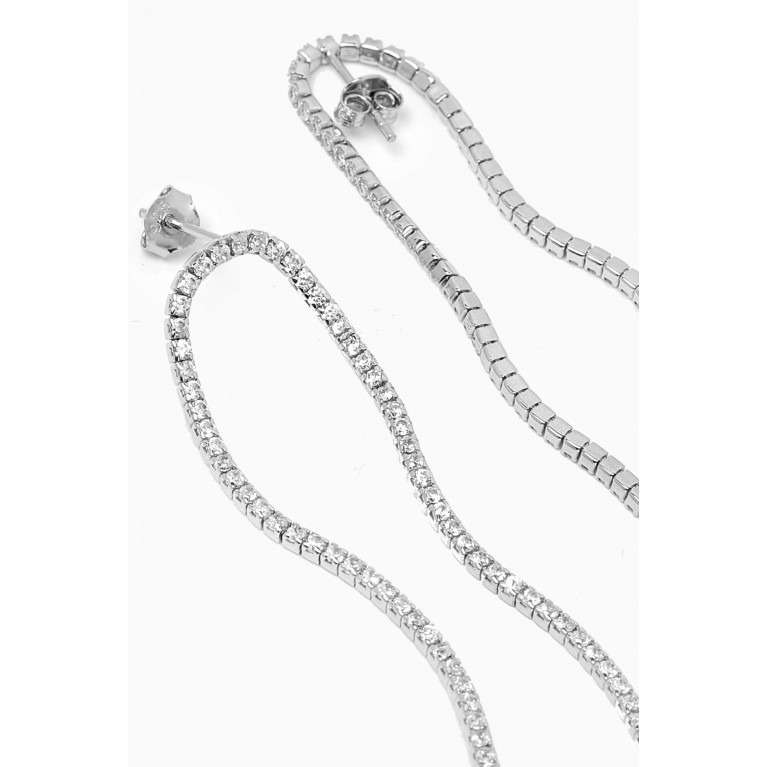 By Adina Eden - Thin Tennis Loop Stud Earrings in 14kt Silver Silver