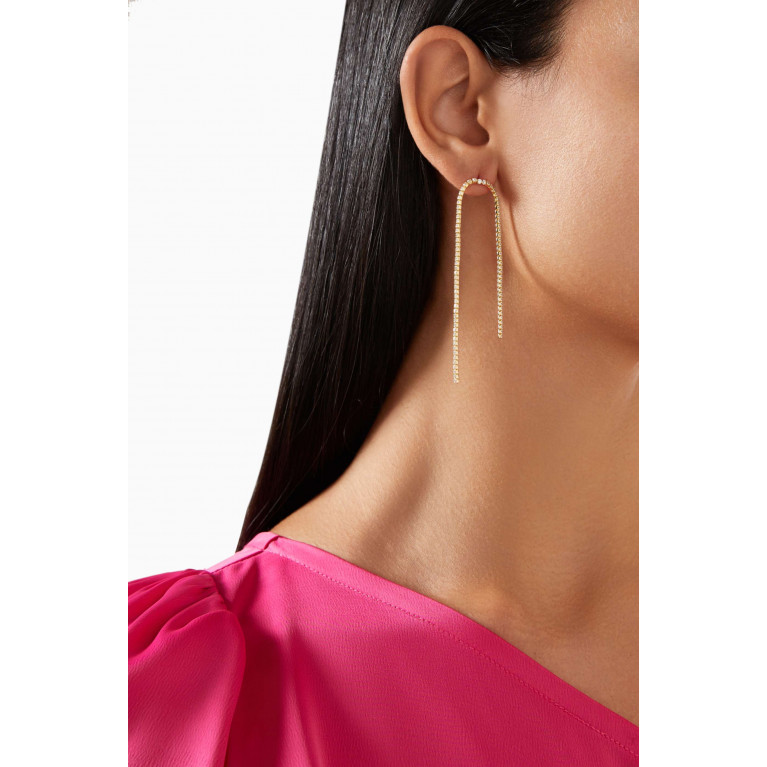 By Adina Eden - Thin Tennis Loop Stud Earrings in 14kt Gold-plated Silver