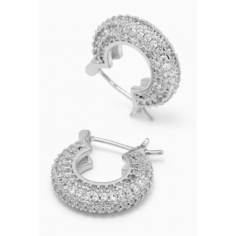By Adina Eden - Mini Chunky Pavé Hoop Earrings in Sterling Silver Silver