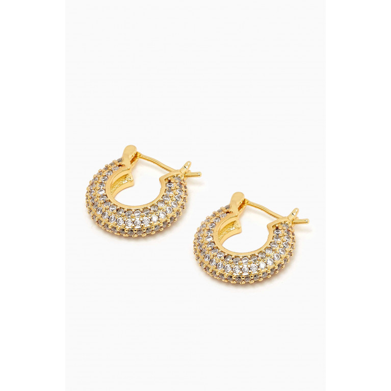By Adina Eden - Mini Chunky Pavé Hoop Earrings in 14kt Gold-plated Brass Yellow