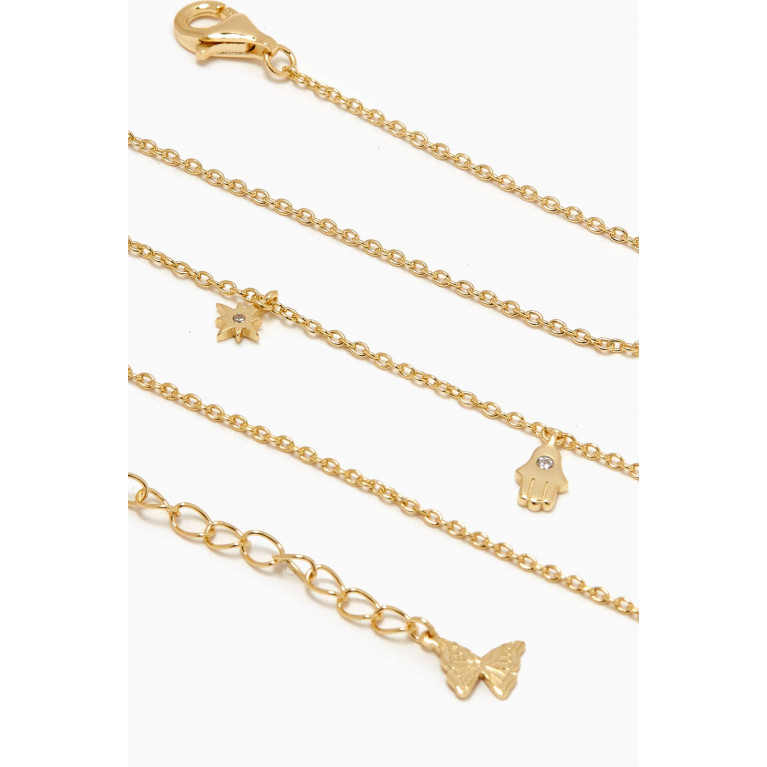 By Adina Eden - Dainty Dangling Charms Necklace in 14kt Gold-plated Silver