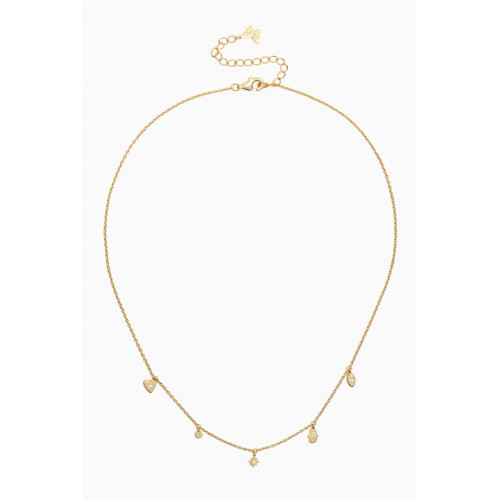 By Adina Eden - Dainty Dangling Charms Necklace in 14kt Gold-plated Silver