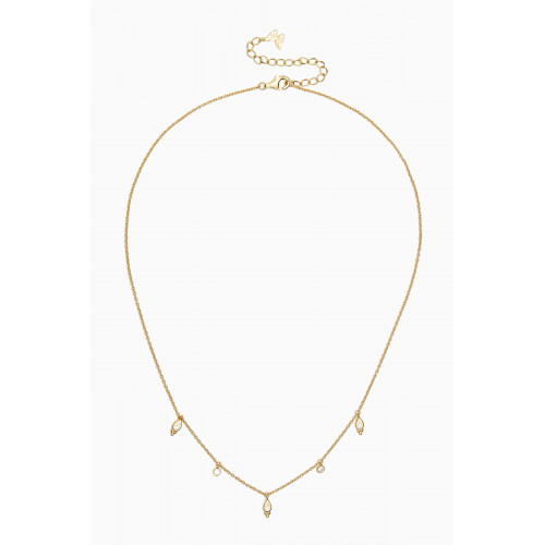 By Adina Eden - Dangling CZ Charms Bezel Necklace in 14kt Gold-plated Silver