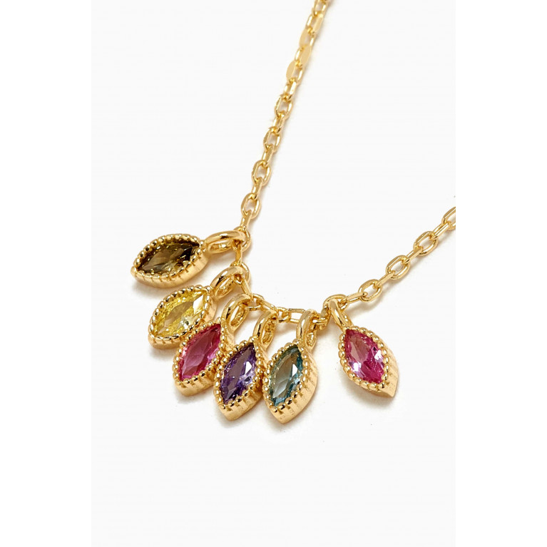 By Adina Eden - Multi-coloured Marquise Bezel Necklace in 14kt Gold-plated Silver