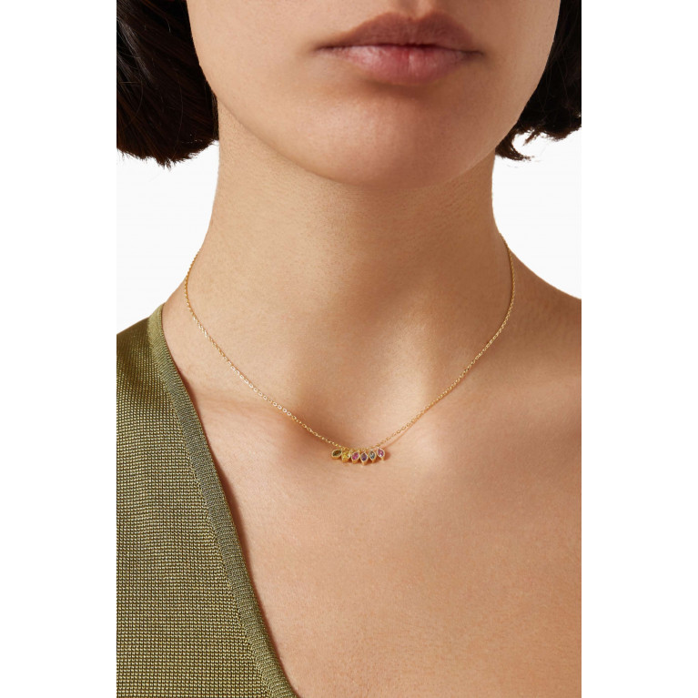 By Adina Eden - Multi-coloured Marquise Bezel Necklace in 14kt Gold-plated Silver