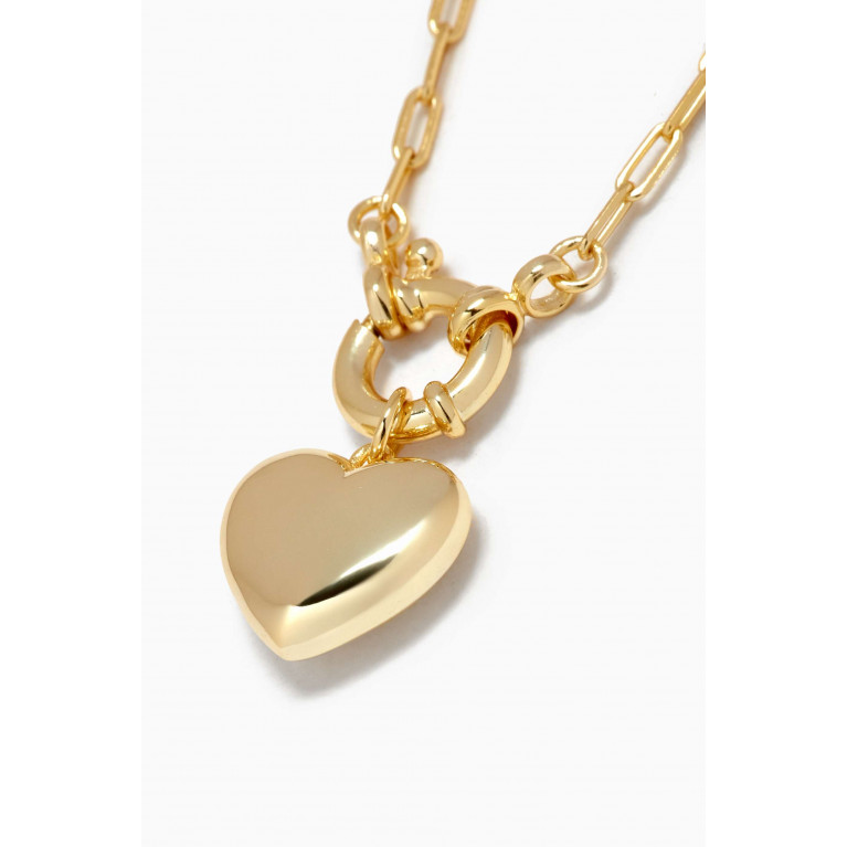 By Adina Eden - Solid Puffy Heart Paperclip Chain Necklace in 14kt Gold-plated Silver