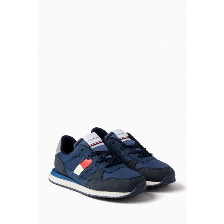 Tommy Hilfiger - Flag Low Cut Sneakers in Faux Leather Blue