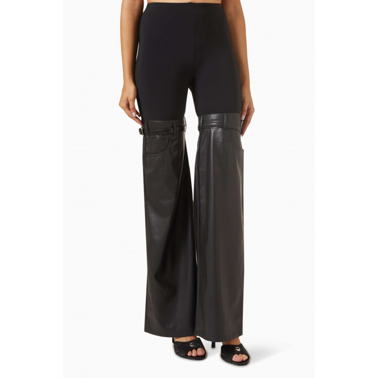 Coperni - Hybrid Flared Pants in Faux Leather & Stretch Jersey