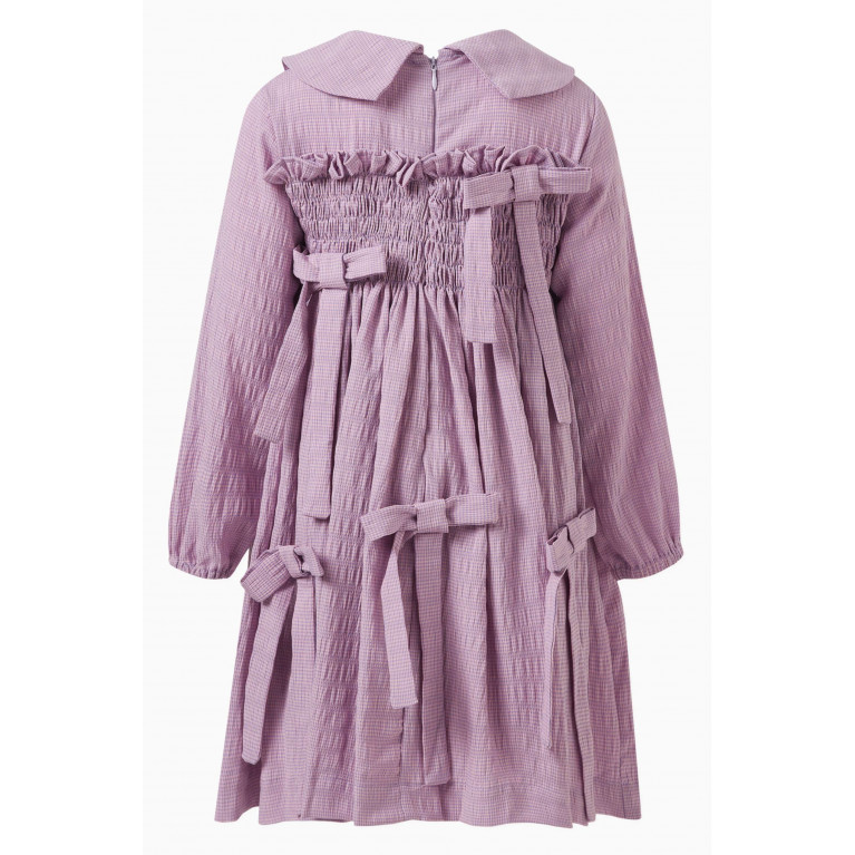 Raspberry Plum - Penelope Bow-detail Dress in Cotton